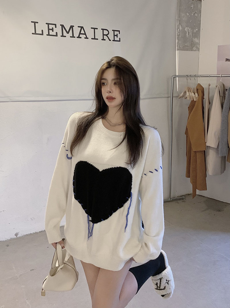 Real price! Love soft waxy sweater women's Pullover loose outer design medium long sweater 1222