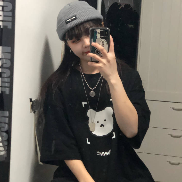 Hong Kong style girl loose short sleeve T-shirt