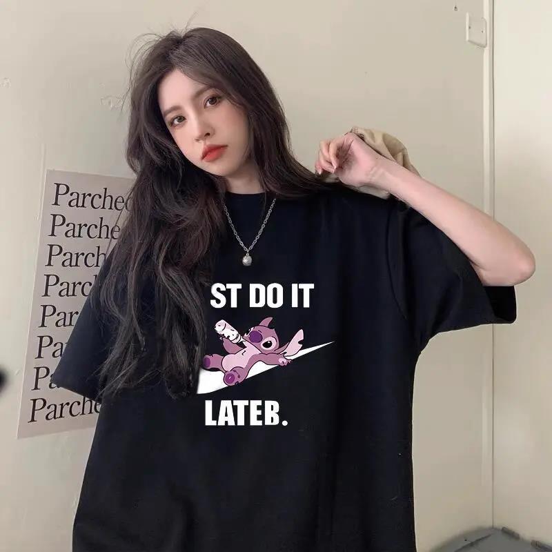 2021 summer new casual lazy wind loose round neck printed T-shirt for women