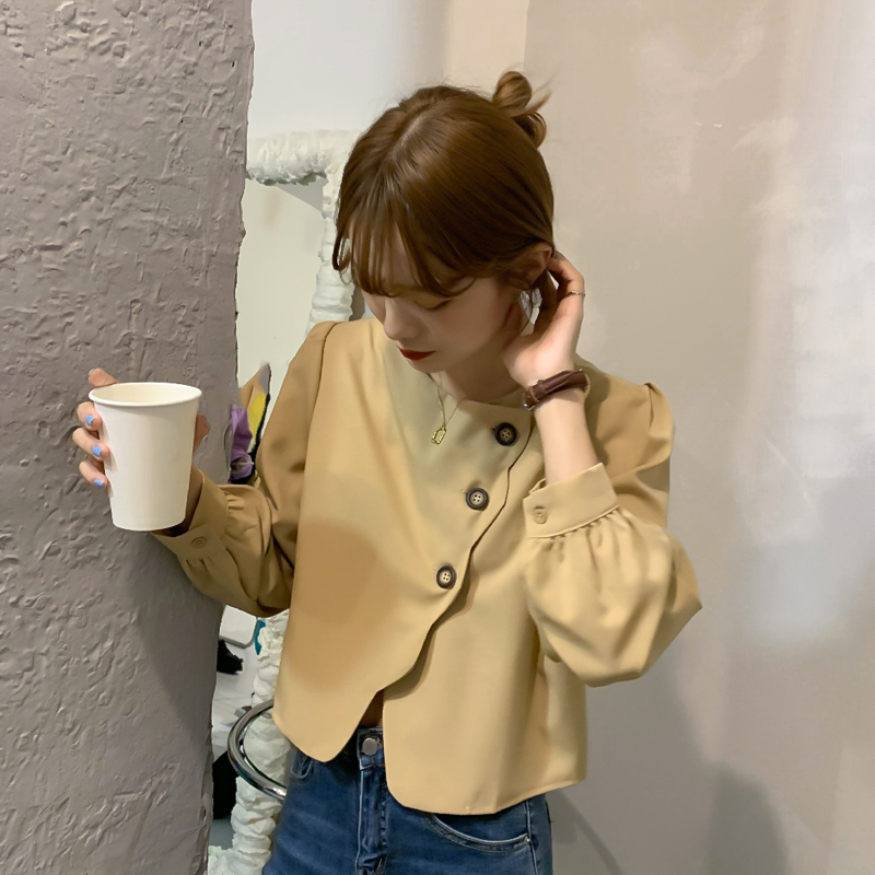 Real shooting and real price autumn new niche design irregular short long sleeve shirt
