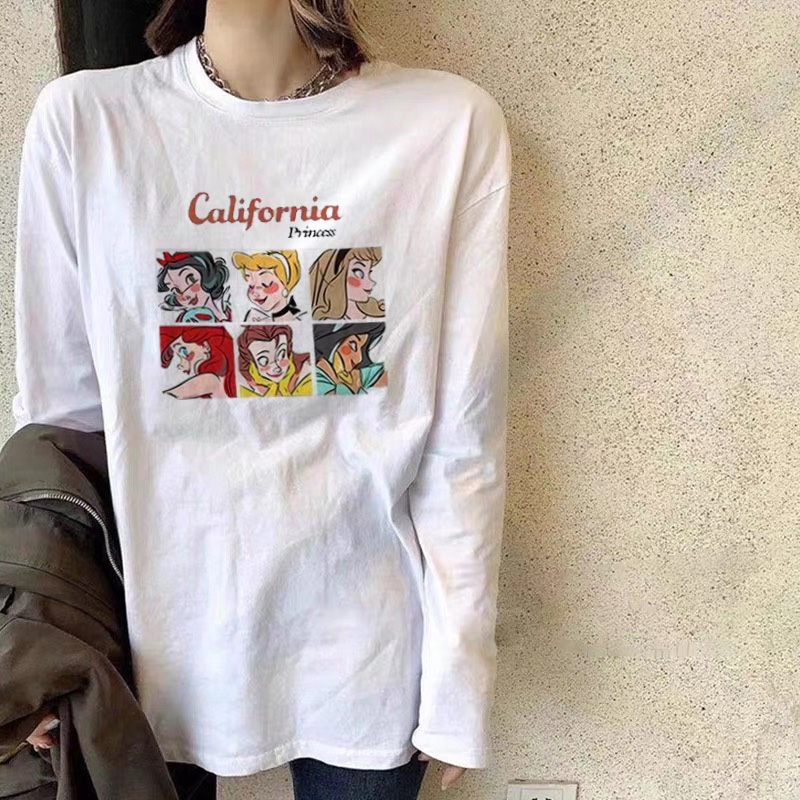 T-shirt female long sleeve mid autumn long pure white bottomed shirt