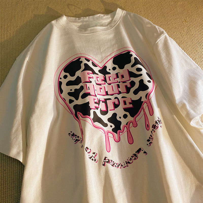 2021 summer T-shirt girl short sleeve student lazy print T-shirt girl