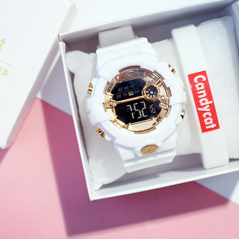 Watch female style cherry blossom girl heart Korean version simple junior high school student male alarm clock waterproof electronic watch Unicorn
