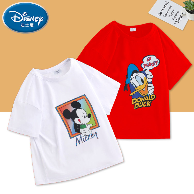 Disney children's T-shirt 2021 new boys' short sleeve and fat children's clothing plus CUHK cotton girls' summer