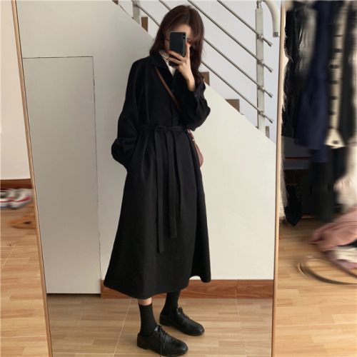 Autumn and winter new Korean knee length shirt skirt temperament thin dress black skirt female