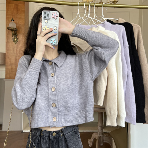 Real price real shot sweater coat women's autumn and winter loose lazy wind versatile thickened knitted cardigan top