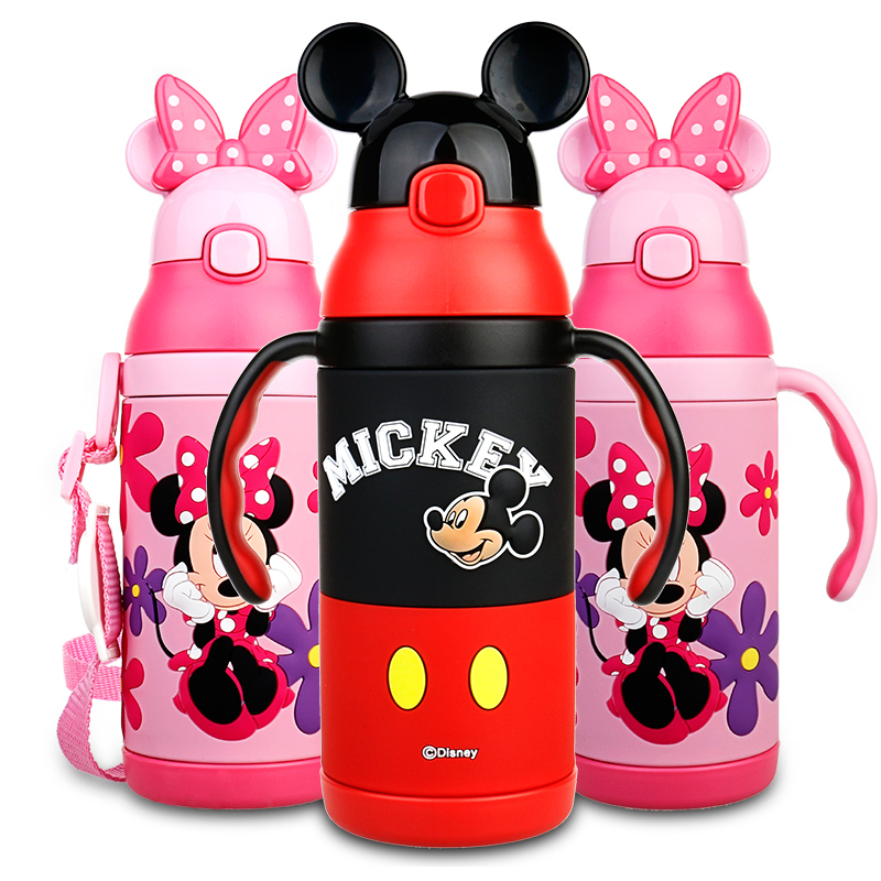 Disney children's thermos cup with straw cup 5 boys' water bottle 3 years old kindergarten 2 baby water bottle 1 baby water cup