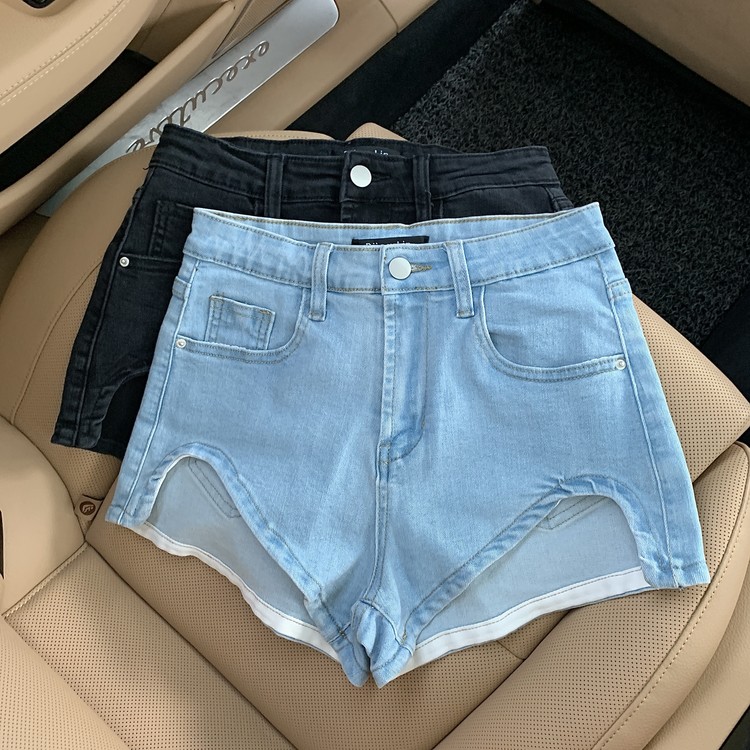 Real price ins blogger's Retro High Waist thin elastic super shorts careful machine long leg hot pants