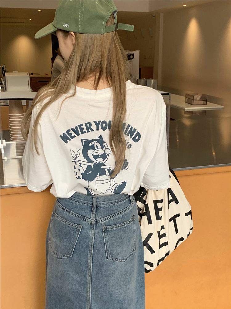 Chic Hanfeng front and back printed short sleeve T-shirt