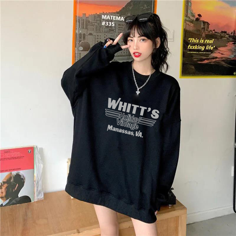 Round neck thin sweater loose Korean top schoolgirl Harajuku style foreign style