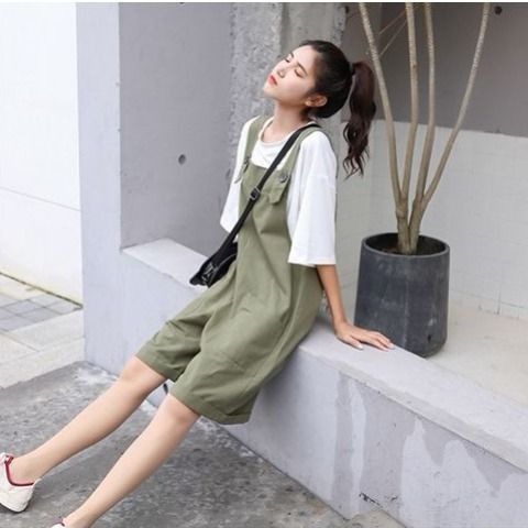 Pants and shorts women summer students Korean version loose casual thin wide leg Jumpsuit