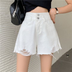 Real shot real price ~ New Korean design feeling high waist show thin split edge A-line Wide Leg Denim Shorts for women