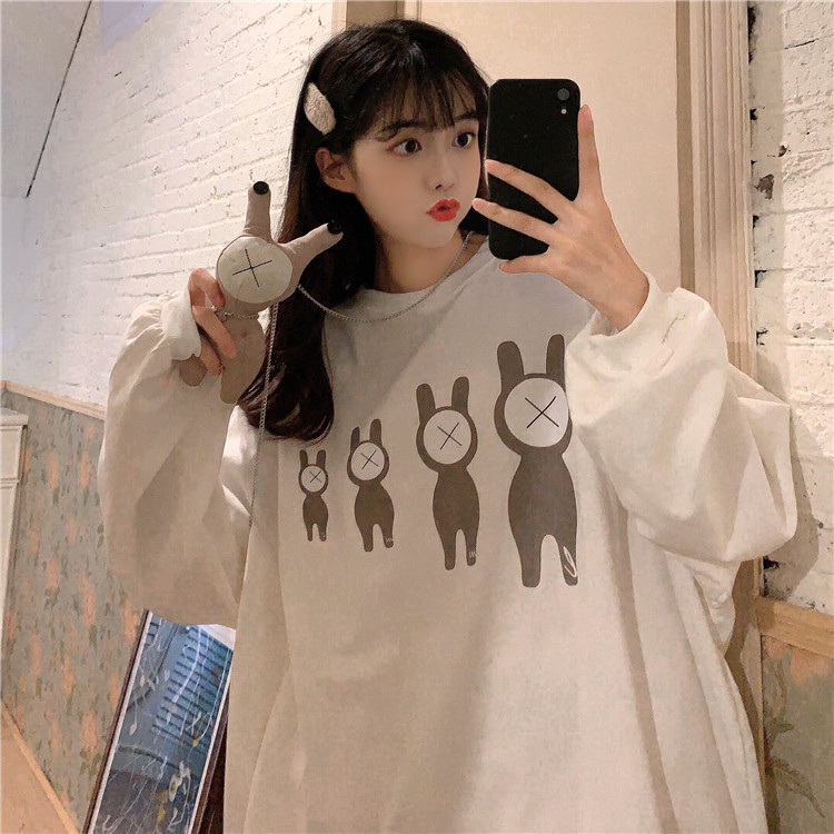 Women's sweater loose in spring and autumn Korean version new plush thickened long sleeve versatile hoodless jacket fashion
