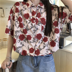 Real shot summer Korean loose design minority short sleeve shirt