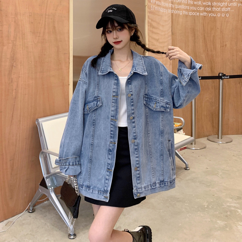Real price ~ 2021 autumn fashion loose fried street port style BF denim girls' casual denim jacket