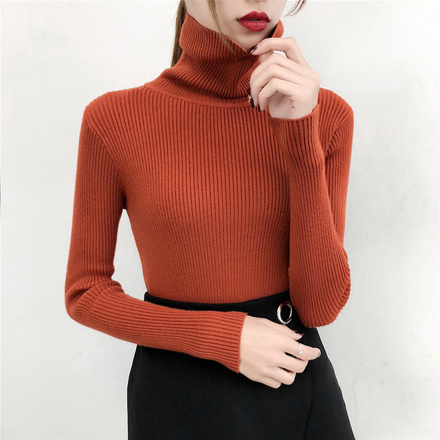 High collar sweater for women 2020 new autumn / winter thickening slim fit with long sleeve foreign style Pullover bottoming sweater