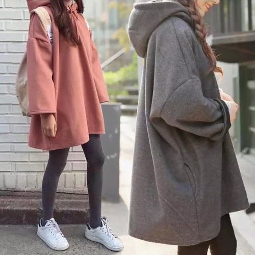Korean version of BF for women's wear with caps and guards students in autumn and winter 2017 new fluffy medium and long loose jacket trend