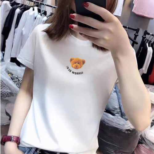 Official picture ᦇ real price cotton white short sleeve T-shirt women's summer Korean slim versatile design top