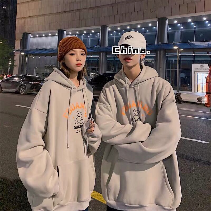 Thin / thickened sweaters men's and women's fashion students loose autumn and winter Plush Hoodie Top Coat
