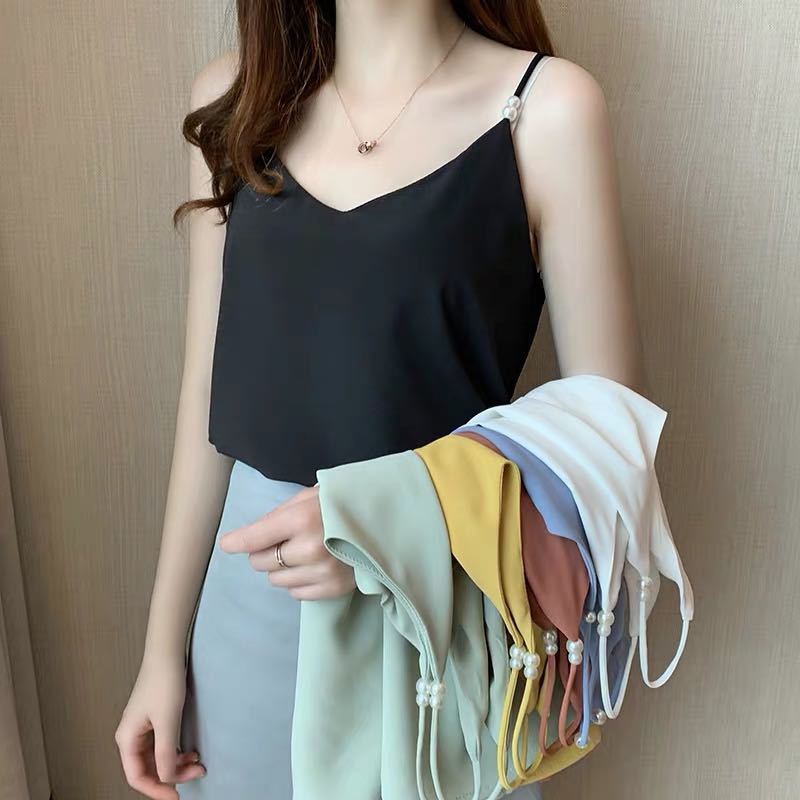 Chiffon suspender vest for women's summer wear loose and thin bottoming shirt ins large sleeveless short top