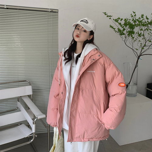 Real shooting of short down cotton padded jacket in winter female Korean student Hong Kong style new loose cotton padded jacket trend