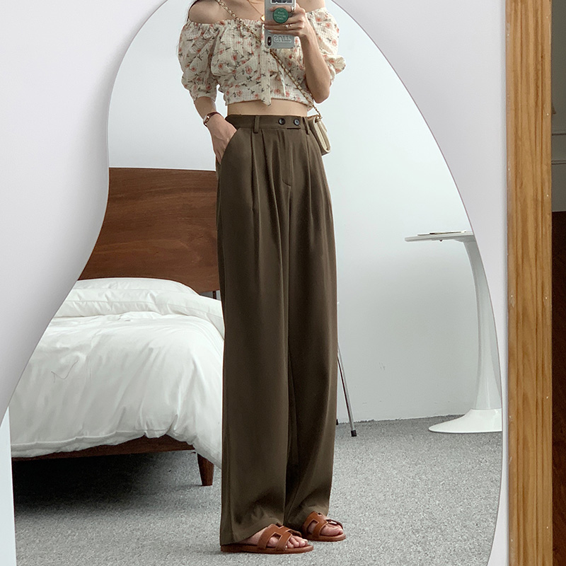 Real price: 2021 new floor dragging suit pants with straight tube, high waist and loose wide leg casual pants