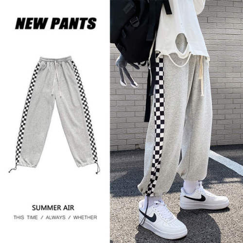 Spring and autumn casual pants Korean fashion legged 9-point guard pants for students versatile loose wide leg sports pants for men and women