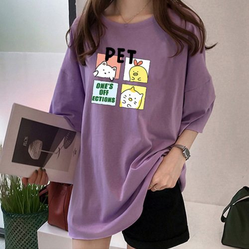10 color top female  new summer large short sleeve t-shirt female student Korean loose bottomed shirt fashion