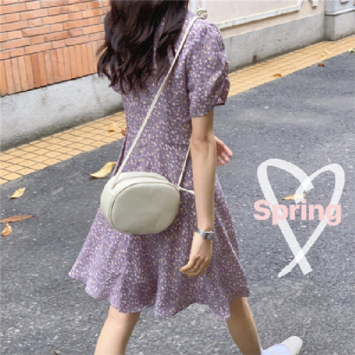 Summer 2020 new sweet super Xian Sen Department Students slim V-neck floral short sleeve dress feminine