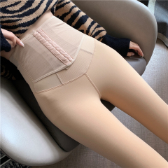 Real shot real price ~ winter Plush breast Button Waist lifting buttock bottom pants women's net red skin warm pantyhose