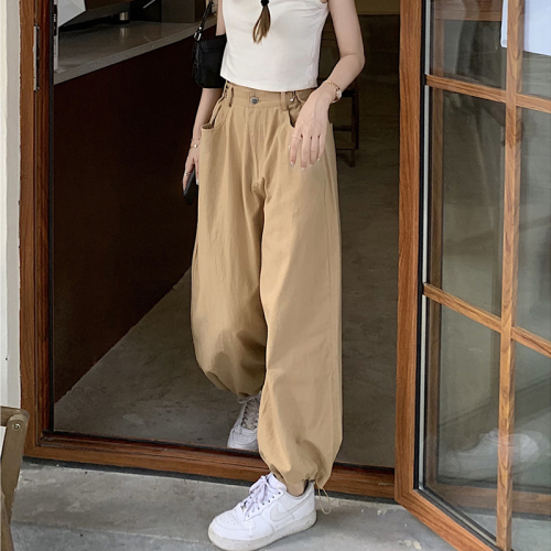 Non real shooting spring and summer Korean cowboy legged casual pants loose and thin, versatile work clothes pants women's fashion