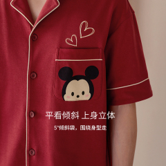 [cool feeling type] Disney newlyweds' pajamas female summer cotton household clothes marriage red suit male
