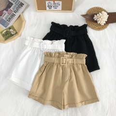 Real price summer versatile high waist slim bract pants wide leg casual shorts women's net red pants