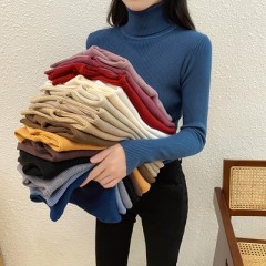 High collar sweater women's slim fit top women's autumn winter 2020 new long sleeve Pullover Sweater with tight fit and underlay