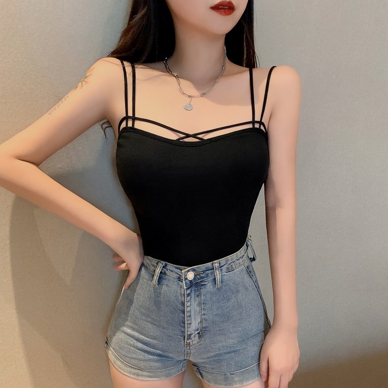 Real price ~ real shooting ~ wear suspender vest, top is versatile, slim, and build base female summer