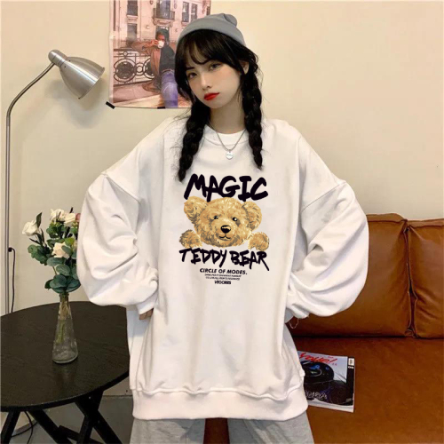 Autumn and winter round neck Plush sweater loose Korean top schoolgirl Harajuku style and foreign style