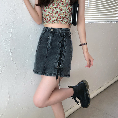 Real photo, real price, sweet and cool BM, hot girl ~ Korean version, elastic jean skirt, buttock skirt, short skirt and pants