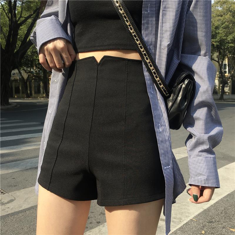 Shorts women's 2020 summer thin high waist large size fat mm loose and thin A-line Wide Leg Pants Black casual hot pants