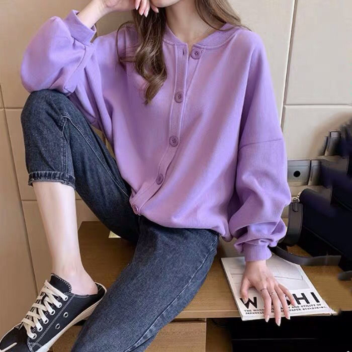 Large long sleeve sweater 2020 new women's spring and autumn Korean loose cardigan baseball coat Casual Jacket Top