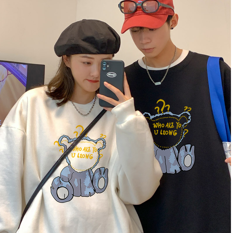 Autumn and winter round neck Plush sweater loose Korean top female student Harajuku style foreign style versatile round neck Pullover