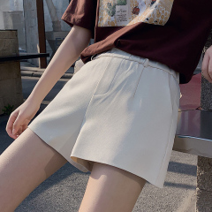 2021 Chiffon shorts women's spring and summer tide high waist A-line Pants Black thin loose summer thin wide leg pants