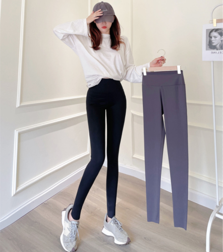*Real shooting without price reduction ~ shark Leggings high waist tight Yoga Pants women's thin legs black outer Barbie pants