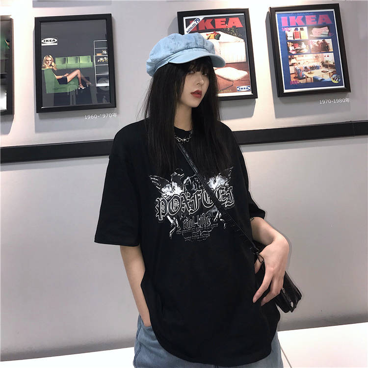 2021 summer new round neck loose print short sleeve T-shirt for women