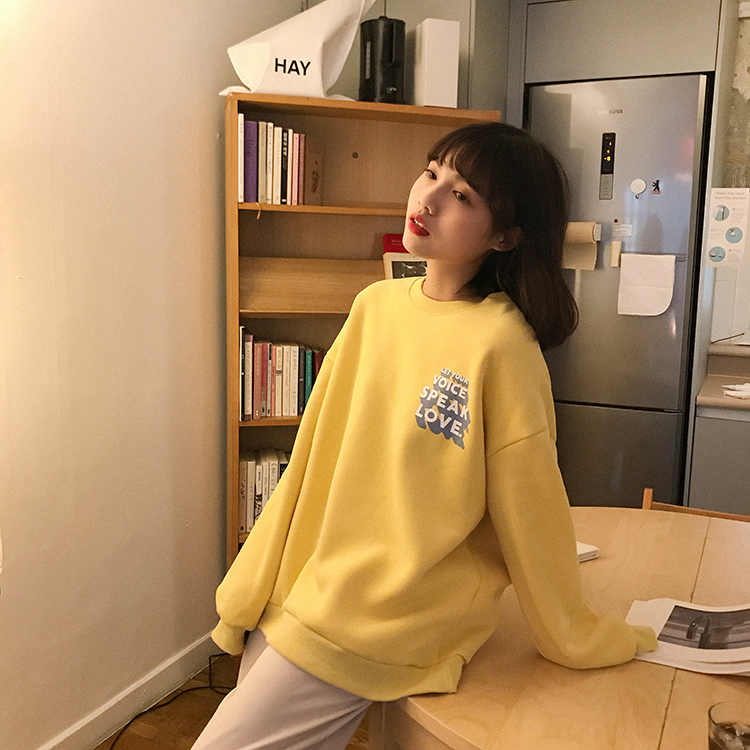 Official picture 250g thickened sweater women 2020 new letter print loose and versatile round neck student top