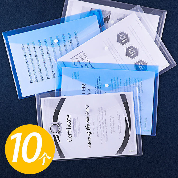 20 transparent file bags waterproof A4 thickened student storage bag data file test paper stationery office supplies