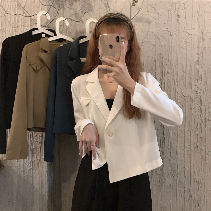 Real price British style thin retro suit coat autumn loose short long sleeve small suit top