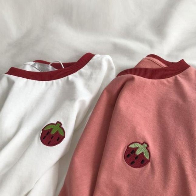 Strawberry short sleeve T-shirt Korean loose base Shirt New Spring and summer cotton top 2020 best friend
