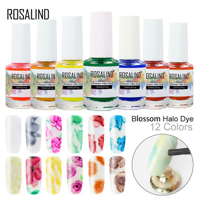 Rosalind nail ink halo dyeing solution marble pattern color painting water dyeing solution Japanese tobacco color halo dyeing solution phototherapy glue