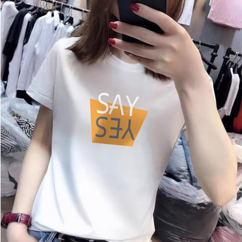 Official picture real price no reduction letter short sleeve T-shirt for women