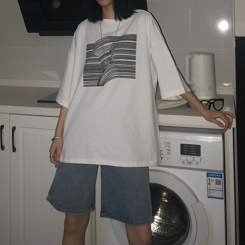 2021 summer ins new short sleeve T-shirt women's Korean student loose and versatile simple top Harajuku fashion